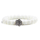 Lava stone pet bracelet in white featuring a stylish paw design for pet lovers