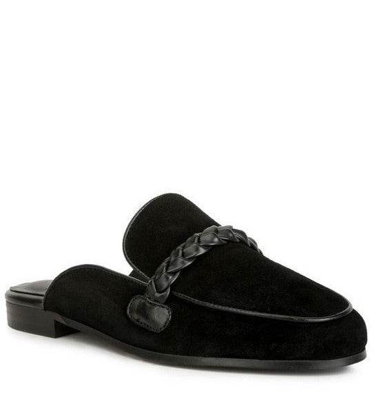 Lavinia Suede Leather Braided Detail Mules - VacationGrabs