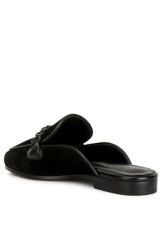 Lavinia Suede Leather Braided Detail Mules - VacationGrabs
