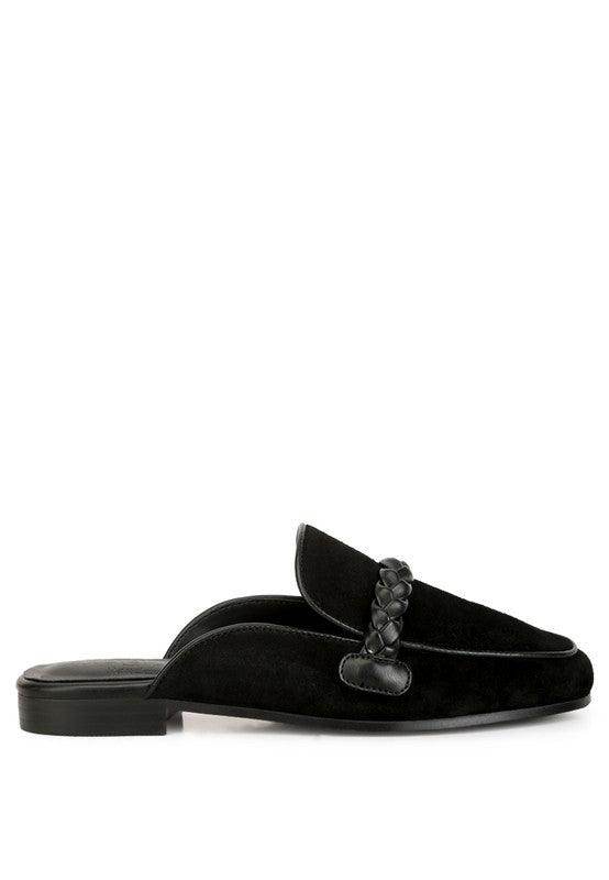 Lavinia Suede Leather Braided Detail Mules - VacationGrabs