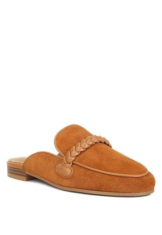 Lavinia Suede Leather Braided Detail Mules - VacationGrabs