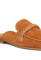Lavinia Suede Leather Braided Detail Mules - VacationGrabs