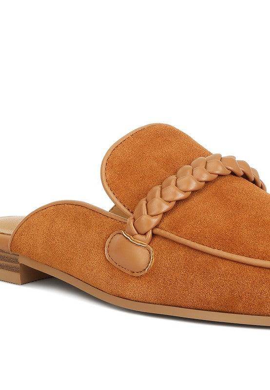 Lavinia Suede Leather Braided Detail Mules - VacationGrabs