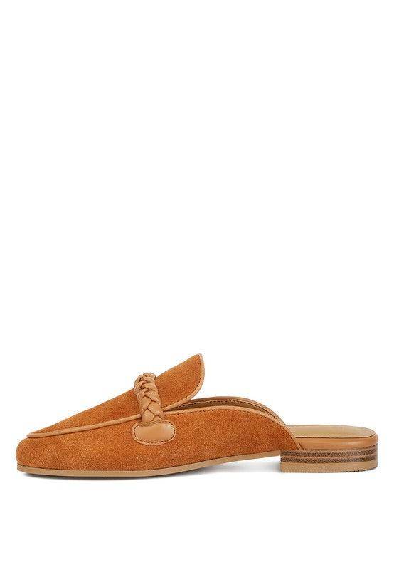 Lavinia Suede Leather Braided Detail Mules - VacationGrabs