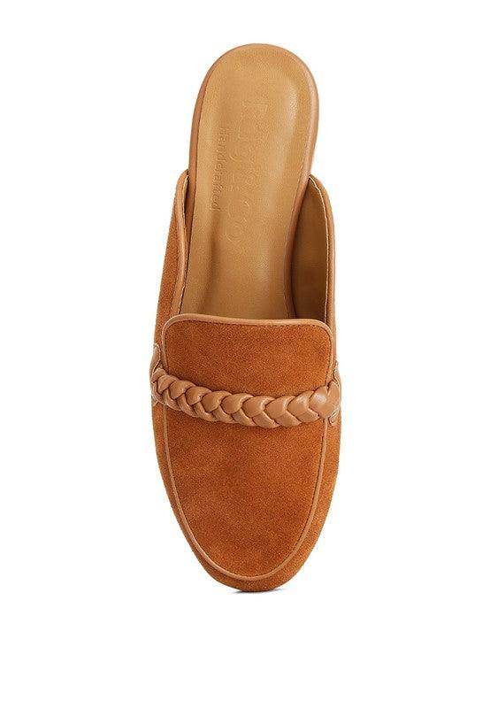 Lavinia Suede Leather Braided Detail Mules - VacationGrabs