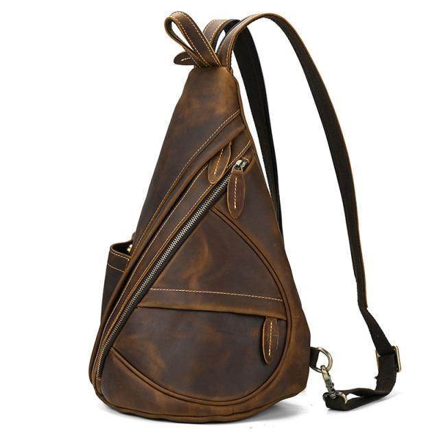 VacationGrabs leather black sling bag with stylish design and multiple zippered pockets