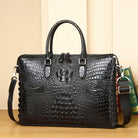 VacationGrabs leather laptop briefcase men in crocodile texture with dual handles and shoulder strap