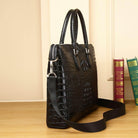Stylish leather laptop briefcase men with a textured finish and detachable shoulder strap