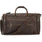 VacationGrabs leather luggage tote bag with multiple pockets and adjustable shoulder strap for travel