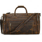 VacationGrabs leather luggage tote bag featuring a spacious design and multiple pockets for travel convenience