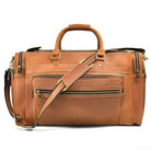 VacationGrabs leather luggage tote bag with multiple pockets and a detachable shoulder strap