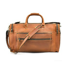 VacationGrabs leather luggage tote bag with multiple pockets and adjustable strap for convenience