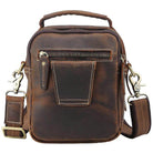 Stylish leather messenger bag with adjustable strap and front zipper pocket, perfect for everyday use