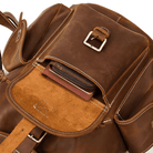 Leather travel backpack from VacationGrabs featuring multiple pockets for organized storage