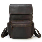 VacationGrabs leather travel backpack in dark brown with multiple pockets and adjustable straps