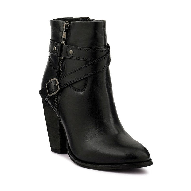 Rag Company Women's Leather Vacation Boots with Heel featuring a stylish buckle design