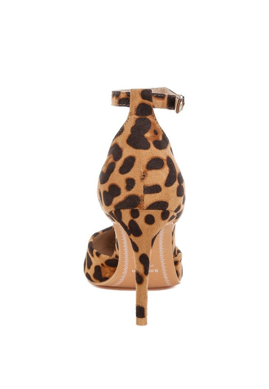 Leopard print stiletto heel sandals from Rag Company for stylish outings