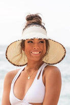 Aili's Corner leopard print sun visor with wide brim, perfect for beach and sunny days
