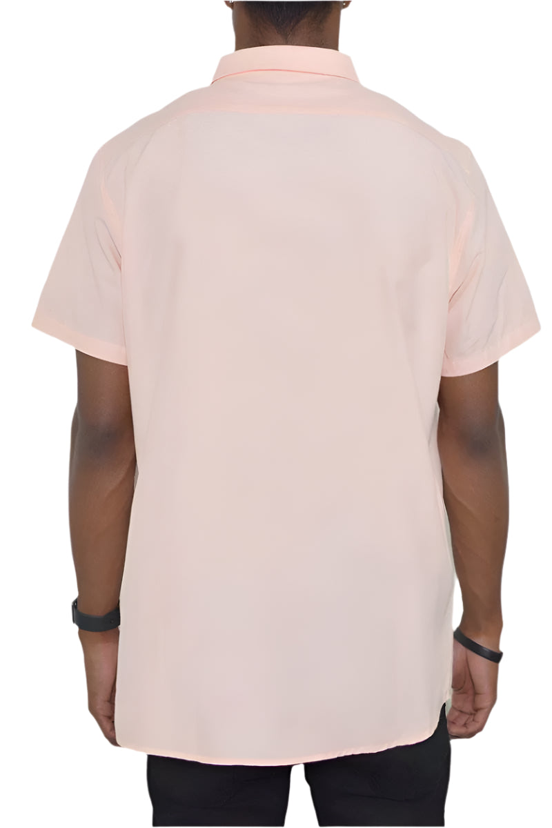 Light orange short sleeve shirt from VacationGrabs with a comfortable fit for casual summer wear