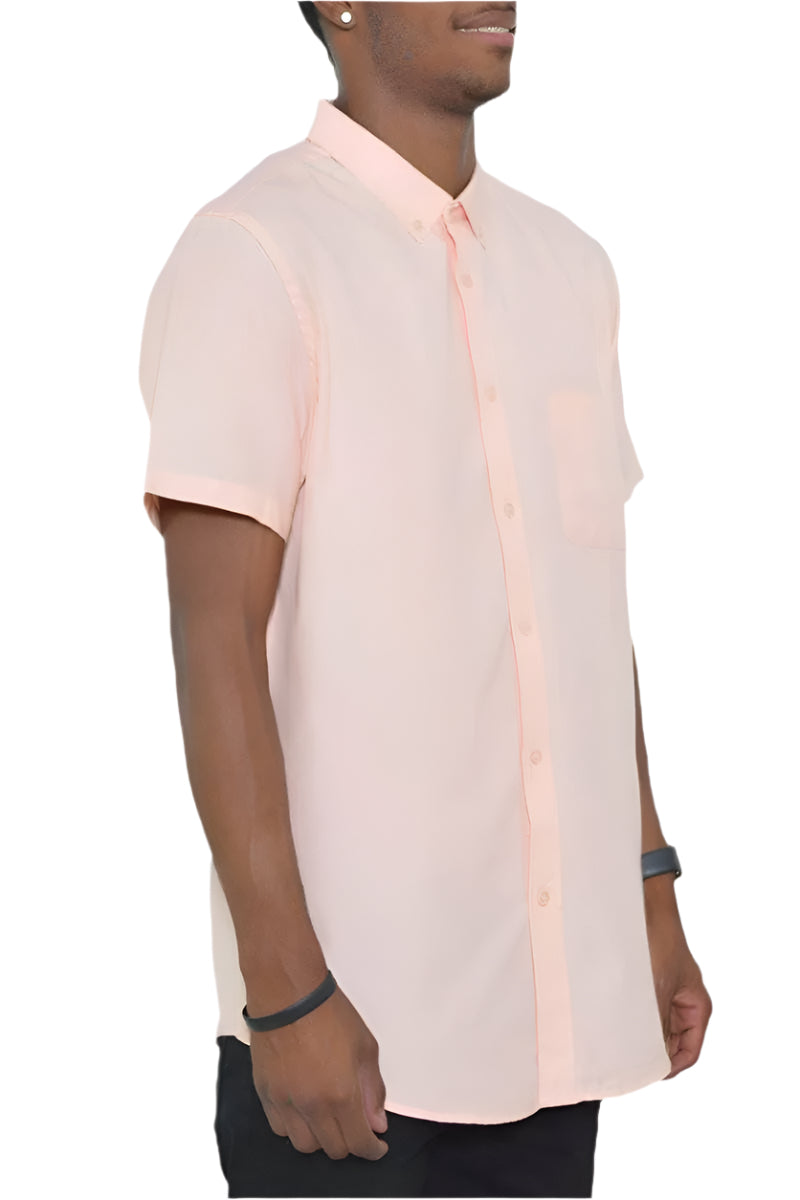 Light orange short sleeve shirt for men by VacationGrabs, perfect for casual outings and warm weather