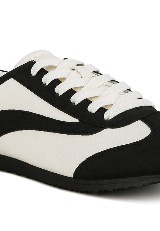 Rag Company lightweight stylish lace up sneakers for women in black and white color