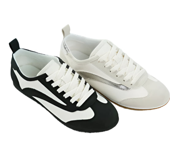 Rag Company women's lightweight stylish lace up sneakers in black and white color options