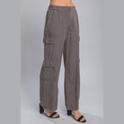 VacationGrabs women's lightweight travel pants with pockets in gray cargo style