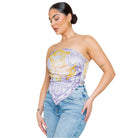 Lilac Strapless Satin Effect Scarf Top - VacationGrabs