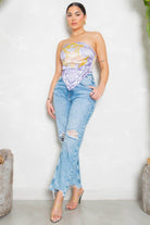 Lilac Strapless Satin Effect Scarf Top - VacationGrabs