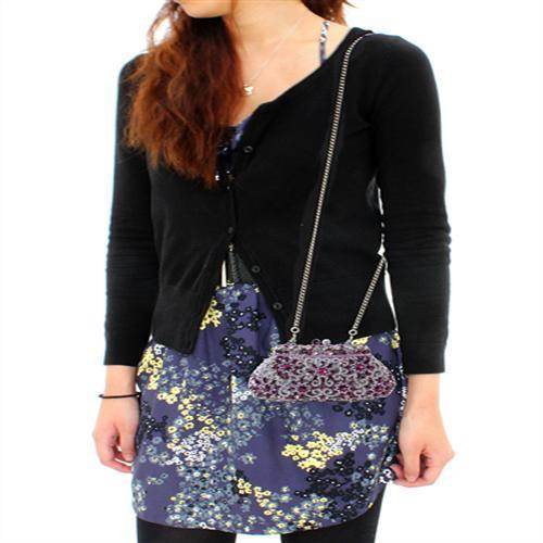 LO2376 - Imitation Rhodium White Metal Clutch with Top - VacationGrabs