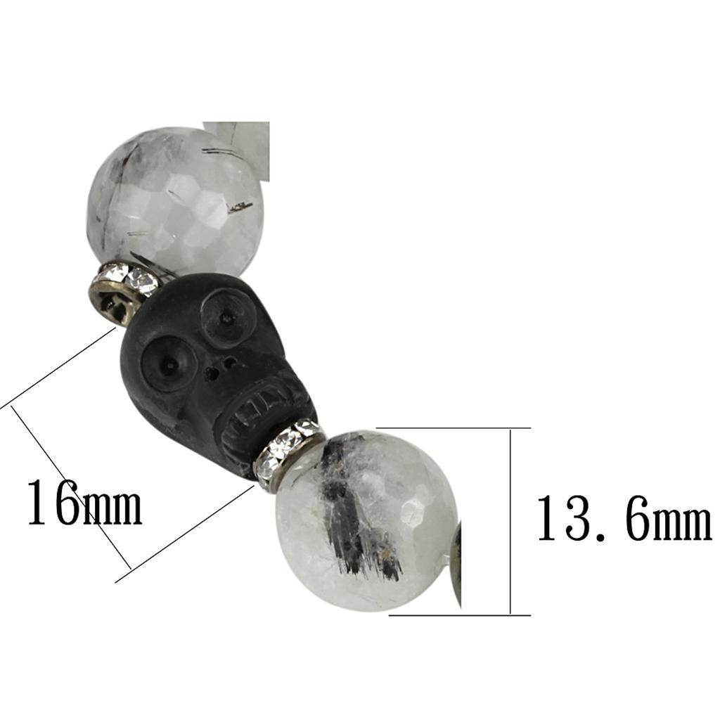 LO3788 - Ruthenium Brass Bracelet with Synthetic Onyx in - VacationGrabs