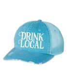 Ocean and 7th Men's Blue Trucker Hat with 'Drink Local' Design for Local Brewery Cap Enthusiasts
