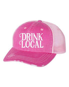 Ocean and 7th Drink Local Pink Mesh Cap for Brewery Enthusiasts with Adjustable Strap