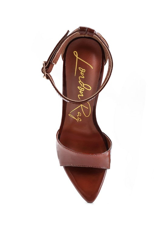 Women's brown ankle strap high heel sandals for stylish occasions
