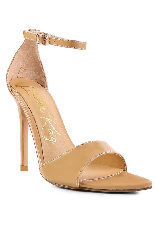 Women's nude ankle strap high heel sandals for elegant occasions