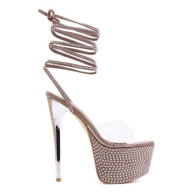 Rag Company elegant evening shoes with rhinestone embellishments and high stiletto heels