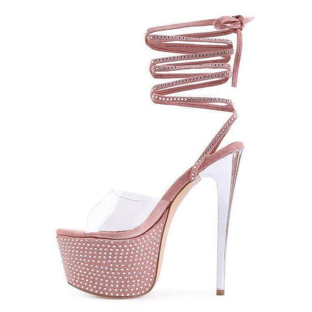 Rag Company elegant evening shoes with crystal embellishments and stylish ankle wrap design