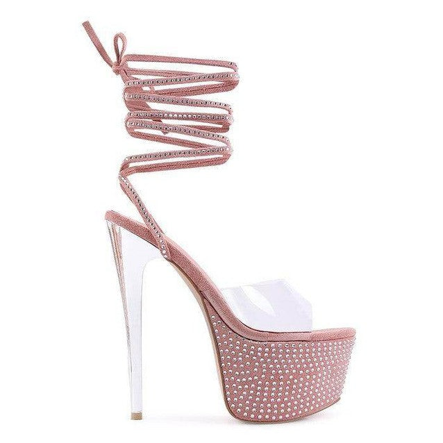 Rag Company elegant evening shoes with clear straps and rhinestone embellishments for stylish occasions