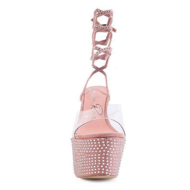 Rag Company elegant evening shoes with a stylish platform and sparkling rhinestone accents