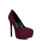 Rag Company elegant high heels in burgundy with rhinestones for stylish occasions