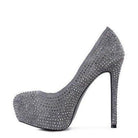 Rag Company elegant high heels with rhinestone embellishments in gray for a stylish look