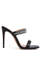Rag Company stylish ball heel shoes in black with decorative silver studs for elegant occasions