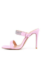 Rag Company stylish ball heel shoes in pink with decorative silver beads on the strap