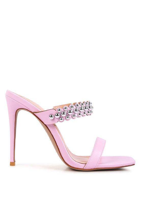 Rag Company stylish ball heel shoes in pink with a chic strap and metal embellishments