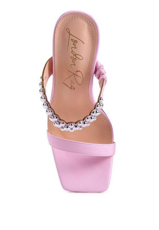 Pink Rag Company stylish ball heel shoes with decorative beaded strap for a trendy look