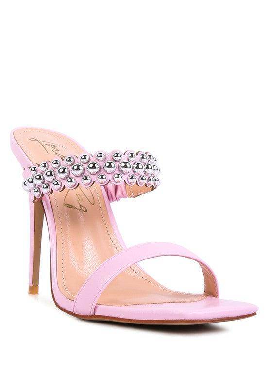 Rag Company stylish ball heel shoes in pink with a shiny embellishment for trendy outfits