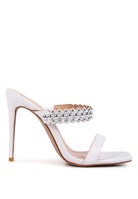Rag Company stylish ball heel shoes in white with decorative metal accents for fashionable outfits