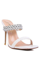 Rag Company stylish ball heel shoes in white with a pearl accent strap for a chic look