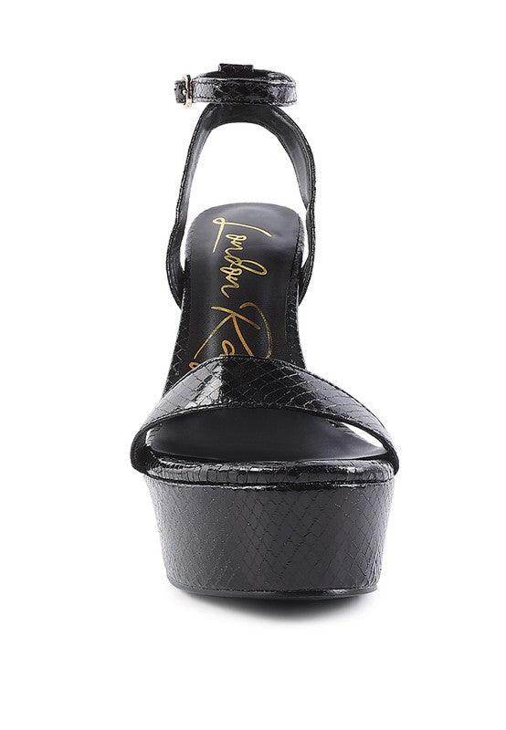 Rag Company Stylish Vacation Sandals with Black Leather Design and Platform Heel