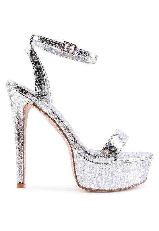 Silver Heels by Rag Company, perfect match for stylish vacation sandals with a bold design